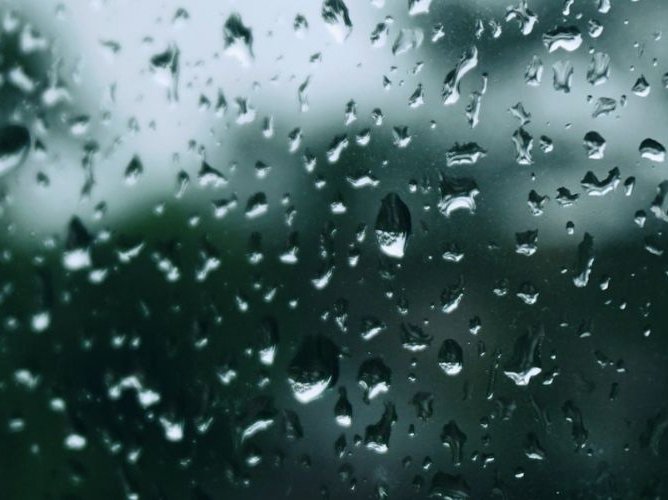 Water droplets from rain on a window